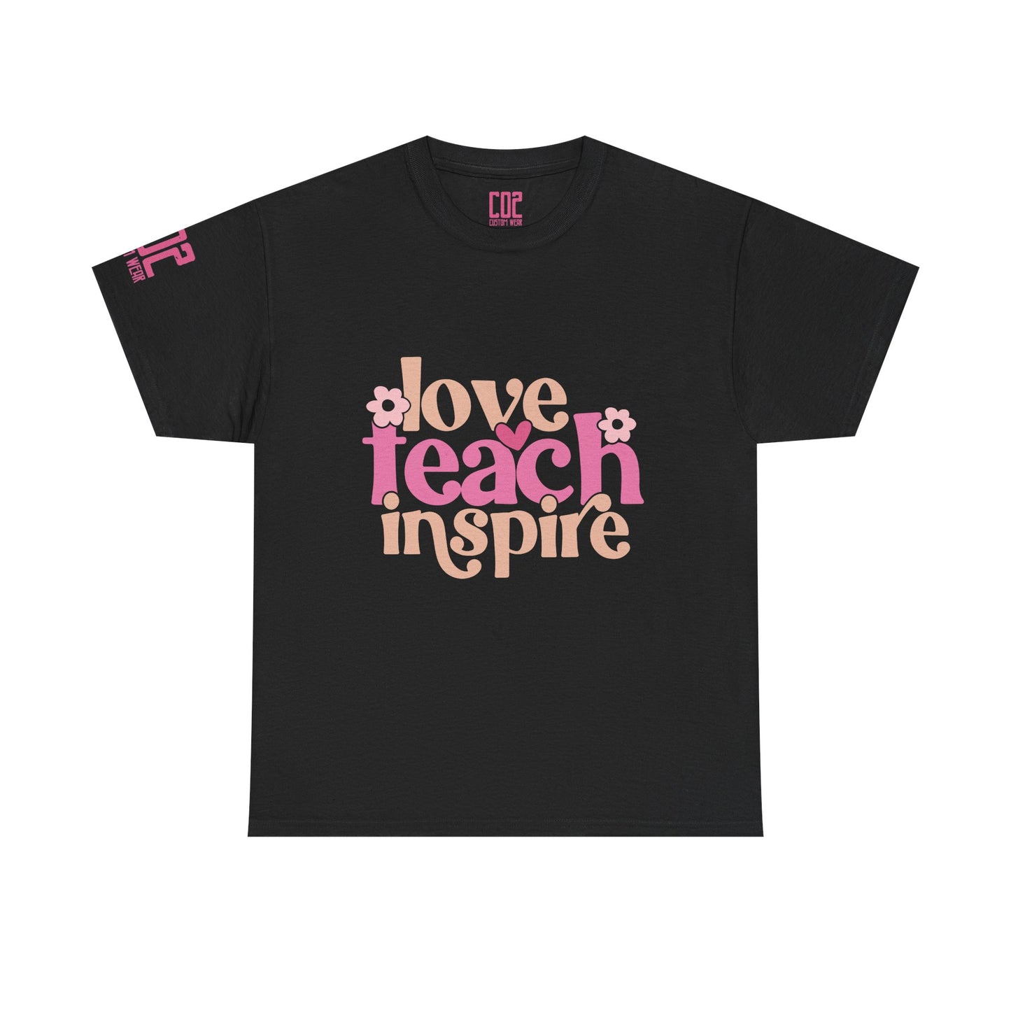 Inspirational Teacher Tee, Love Teach Inspire Shirt, Unisex Cotton T-Shirt, Gift for Educators, Classroom Apparel, Teacher Appreciation