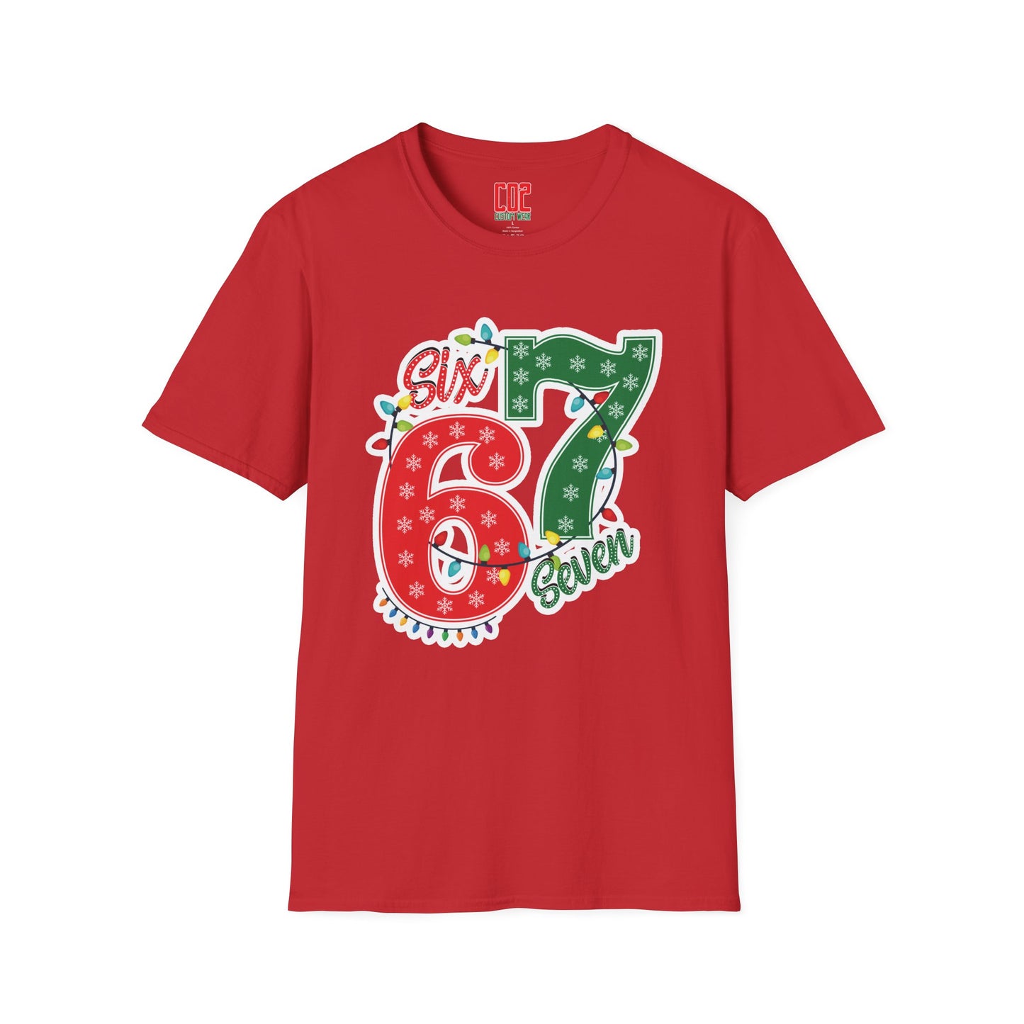 67 Christmas Lights Graphic T-Shirt — Festive "Six Seven" Holiday Tee