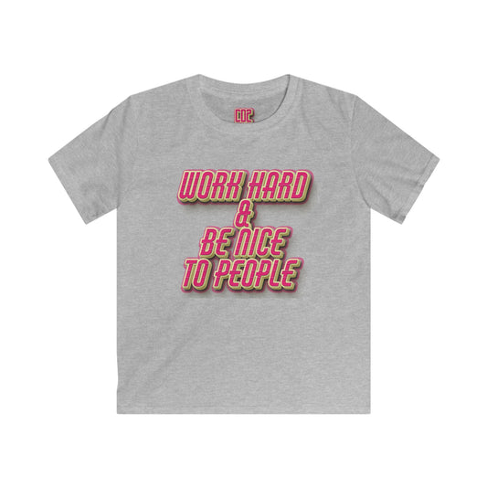Work Hard & Be Nice, Youth T-Shirt, Gift for Children, Motivational Shirt, Birthday Gift, Back to School, Inspirational Kids Tee