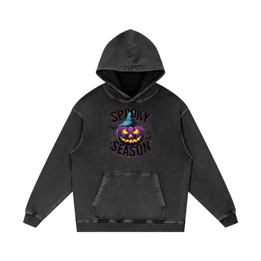 Spooky Season Snow Washed Loose Cotton Hoodie