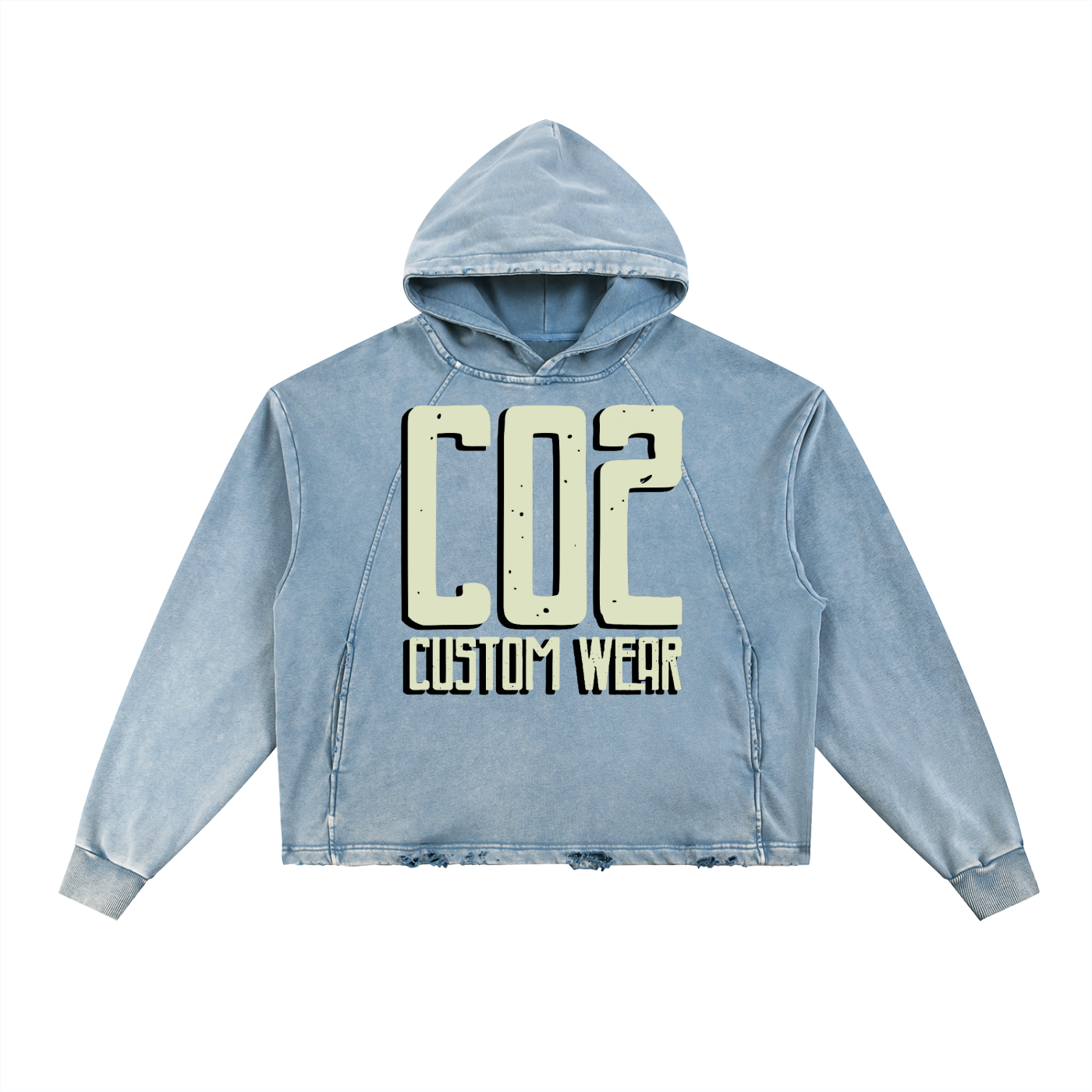 Vintage Washed Frayed-Hem Hoodie