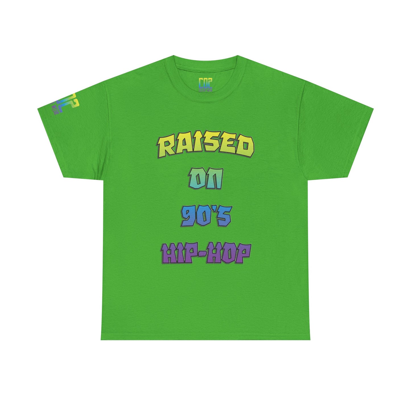 Raised On 90's Hip-Hop Unisex Heavy Cotton Tee, Retro Style Shirt, Casual Wear, Gifts for Music Lovers, 90s Nostalgia Apparel