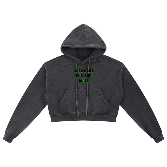 Just Here for The Boos Snow Washed Cropped Hoodie