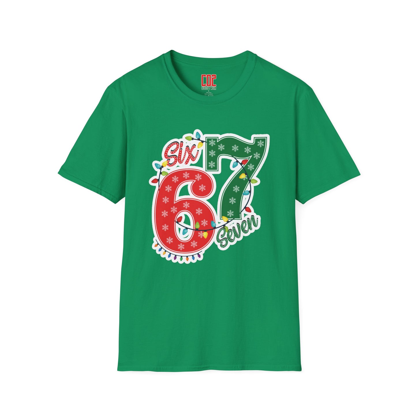 67 Christmas Lights Graphic T-Shirt — Festive "Six Seven" Holiday Tee