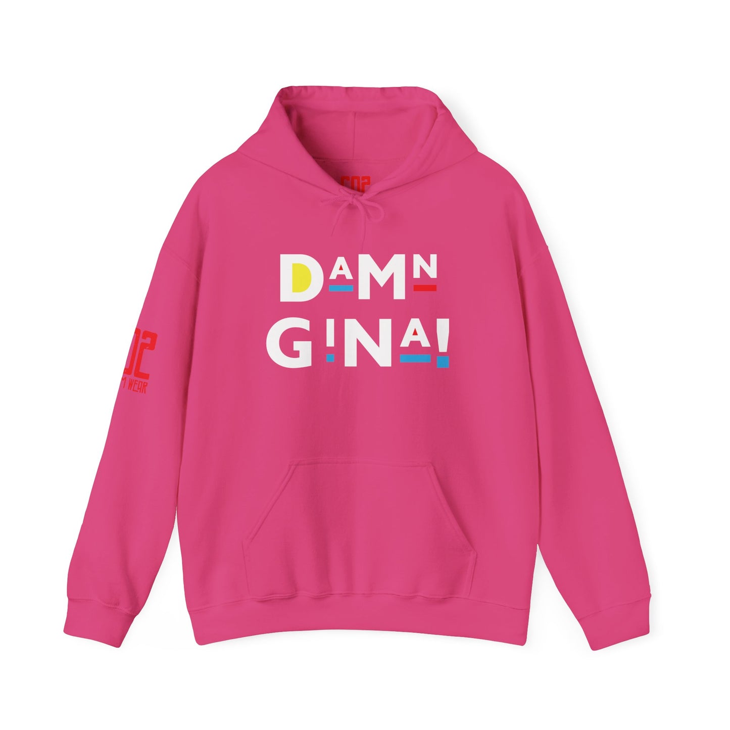 Damn Gina! Colorful Geometric Unisex Hoodie - Cozy Layer, Casual Streetwear, Trendy Gift, Everyday Comfort, Stylish Outfit