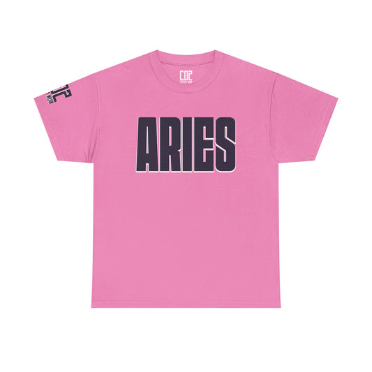 Aries Heavy Cotton Tee - Unisex Astrology Shirt, Zodiac Fashion, Horoscope Gift, Perfect for Birthdays & Celebrations