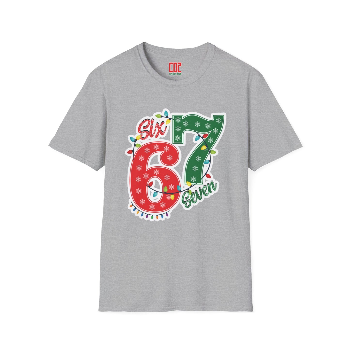 67 Christmas Lights Graphic T-Shirt — Festive "Six Seven" Holiday Tee