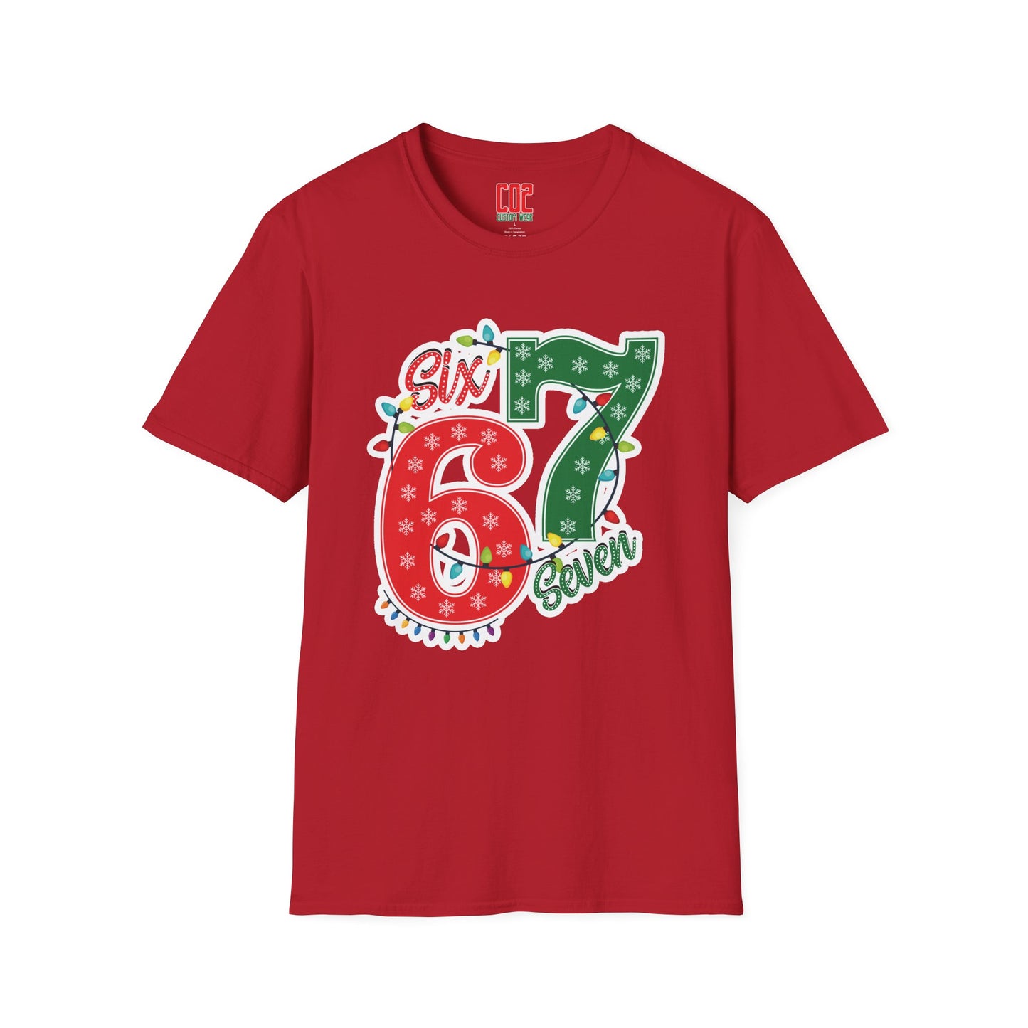 67 Christmas Lights Graphic T-Shirt — Festive "Six Seven" Holiday Tee