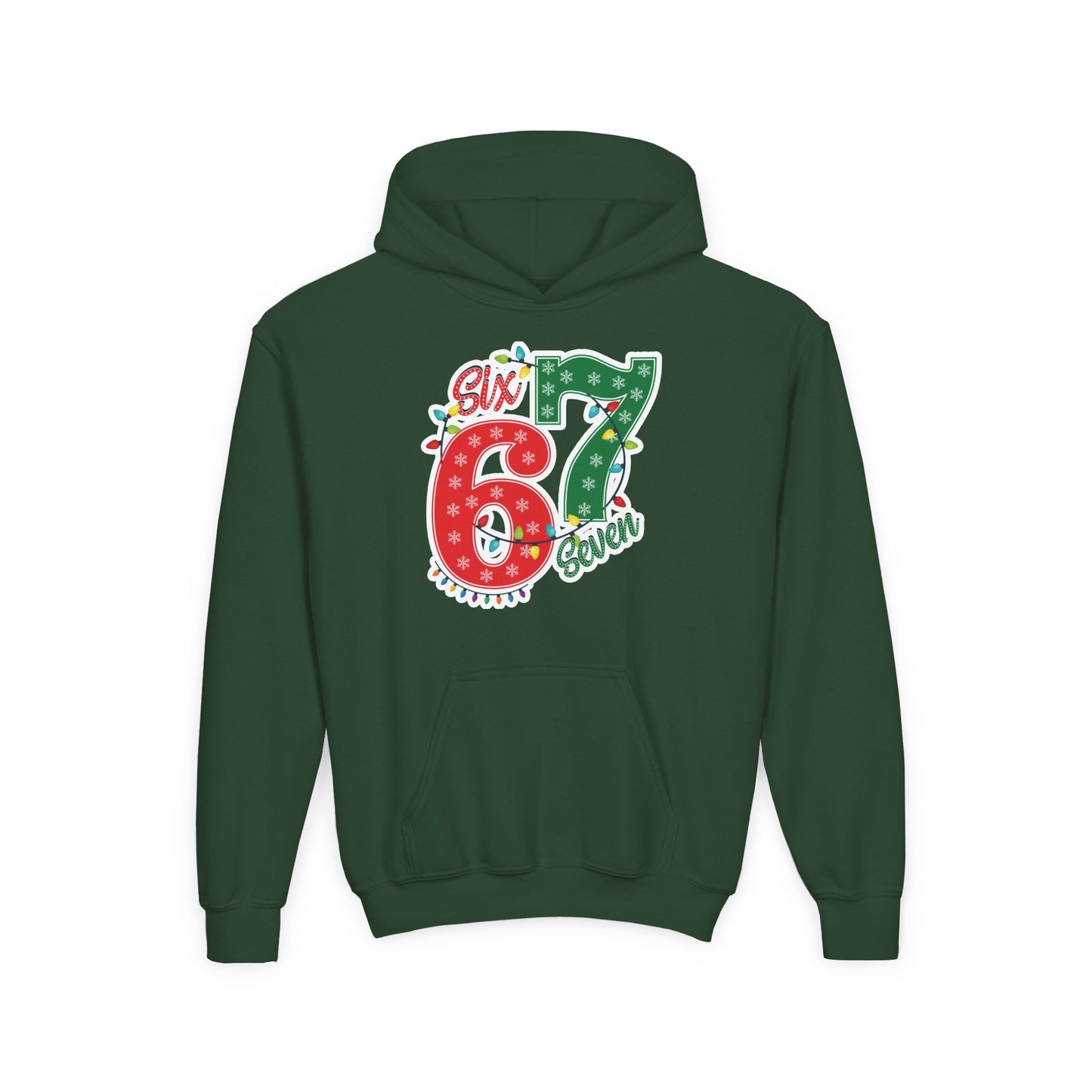 67 Christmas Lights Graphic Hoodie — Festive "Six Seven" Holiday Hoodie