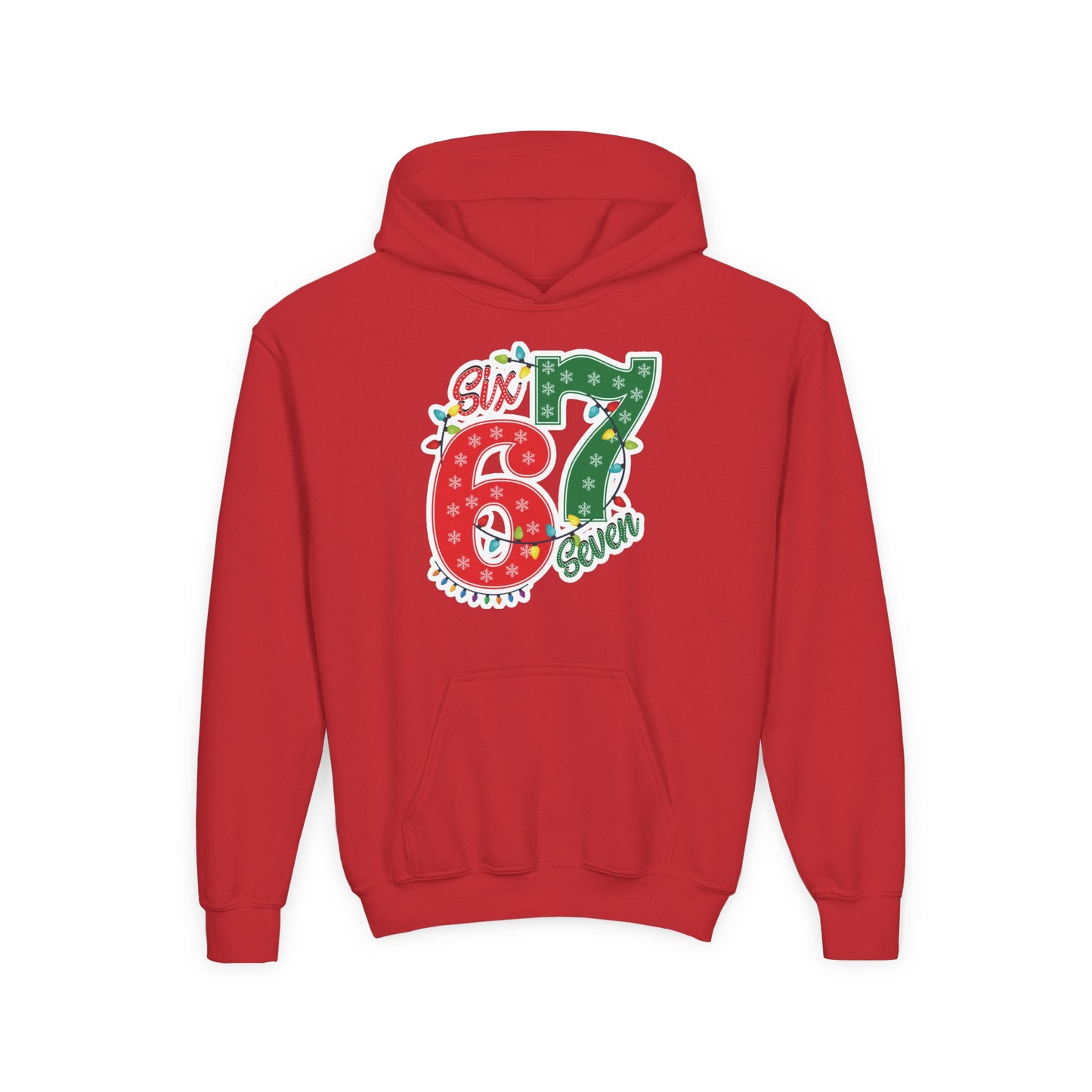 67 Christmas Lights Graphic Hoodie — Festive "Six Seven" Holiday Hoodie