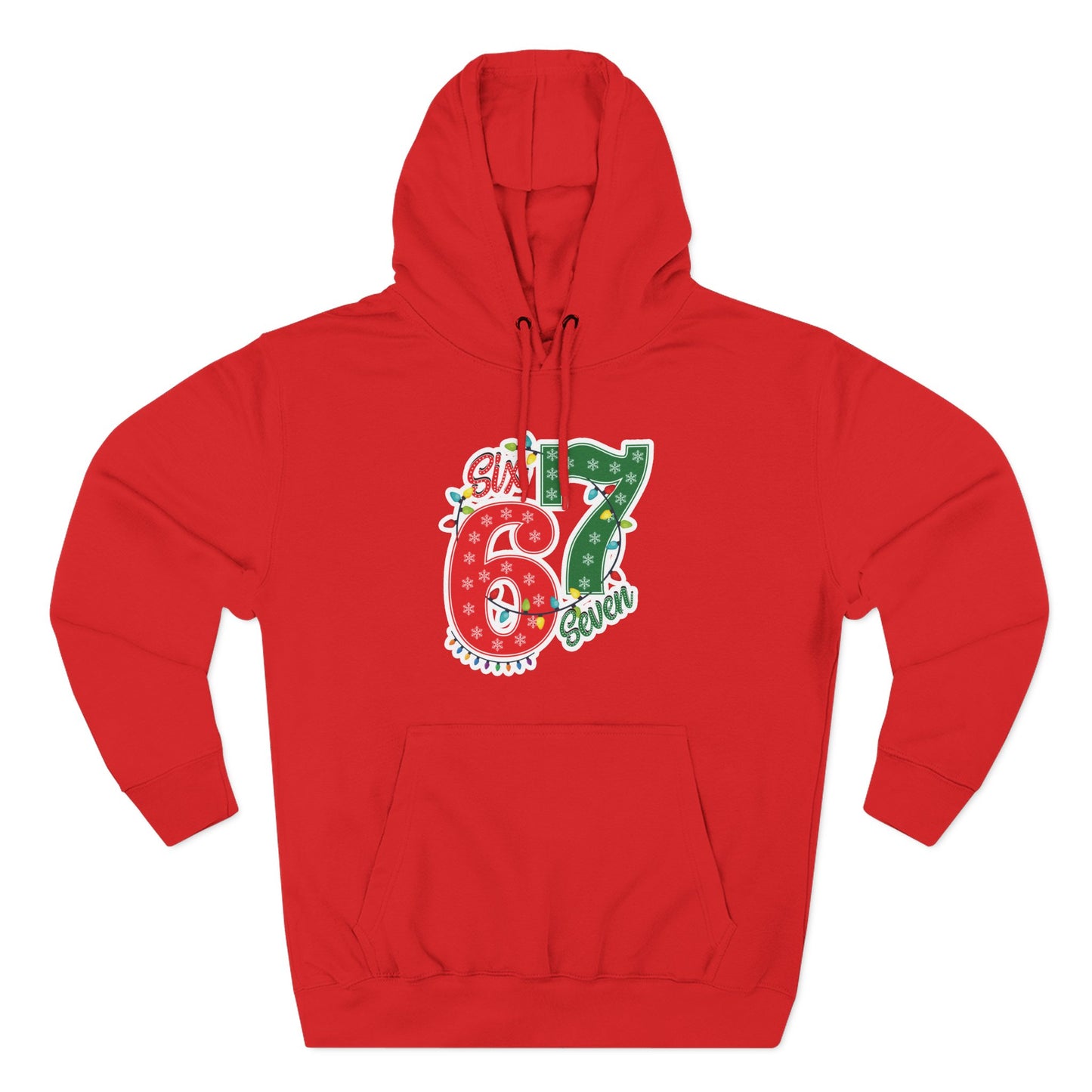 67 Hoodie - Festive Red & Green 'Six Seven' Pullover