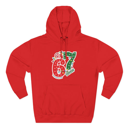67 Hoodie - Festive Red & Green 'Six Seven' Pullover