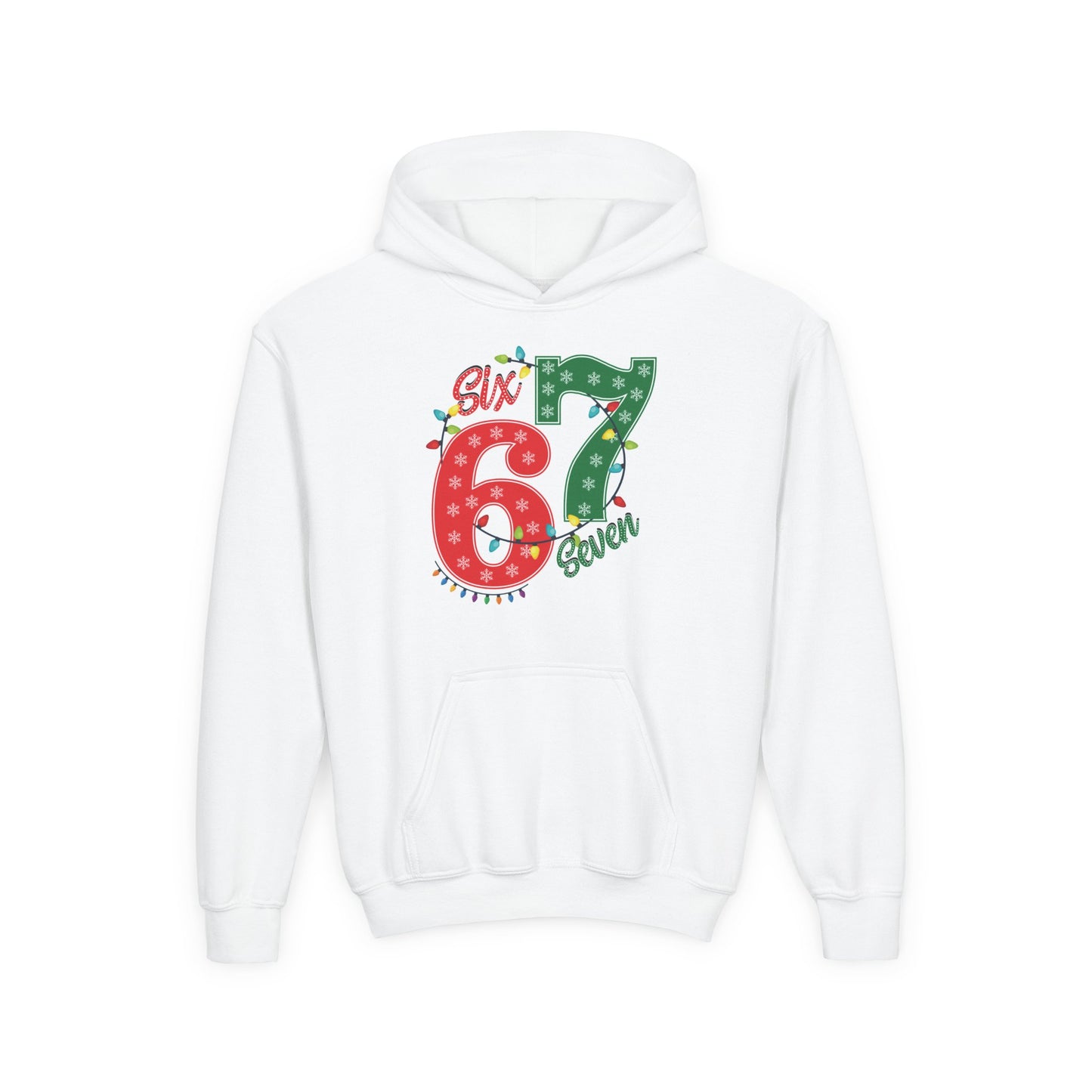 67 Christmas Lights Graphic Hoodie — Festive "Six Seven" Holiday Hoodie