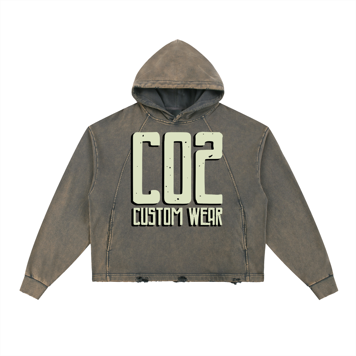 Vintage Washed Frayed-Hem Hoodie