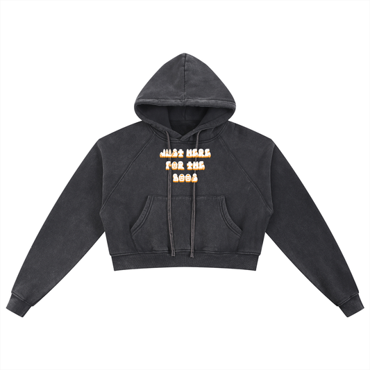 Just Here For The Boos Snow Washed Cropped Hoodie
