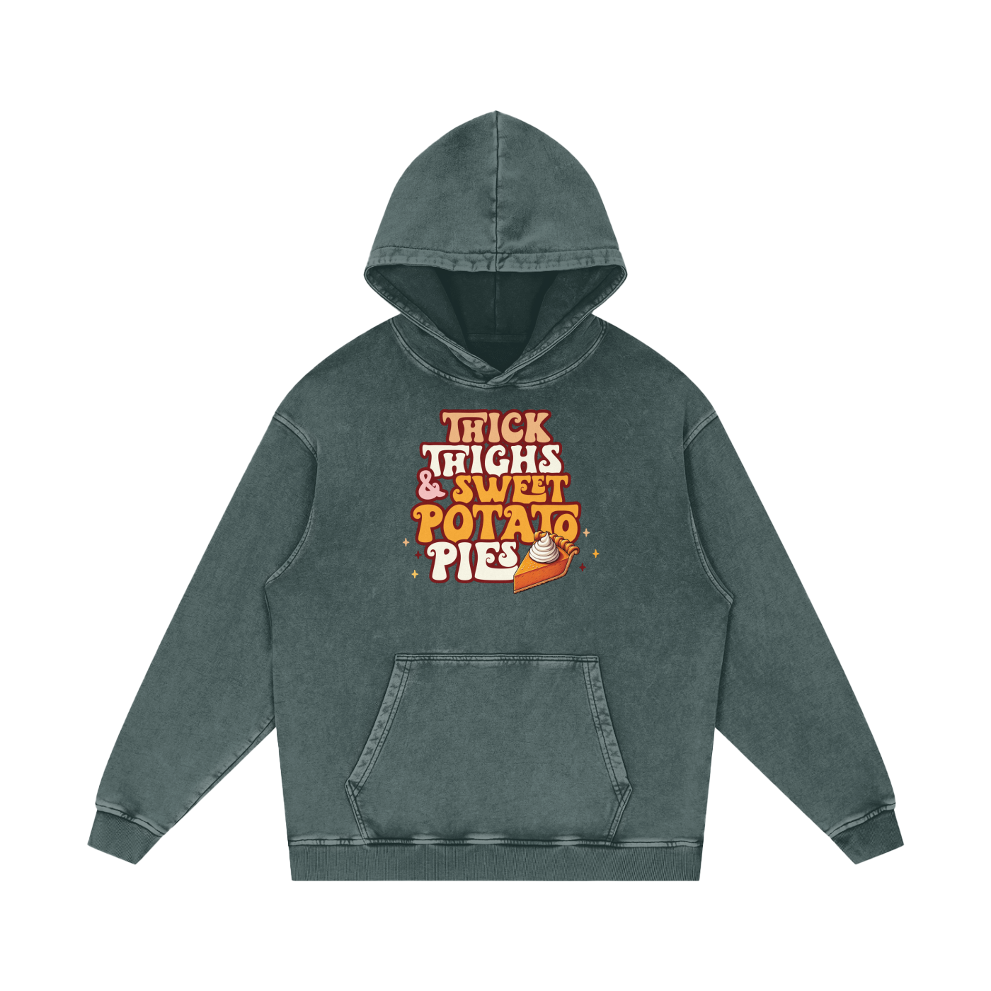 Thick Thighs & Sweet Potato Pies Snow Washed Loose Cotton Hoodie