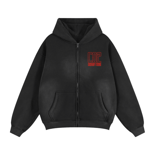 CO2 Stranger Things Sunfade Two-way Zipper Boxy Fleece Hoodie