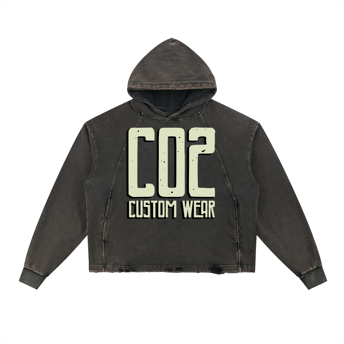 Vintage Washed Frayed-Hem Hoodie