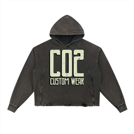 Vintage Washed Frayed-Hem Hoodie