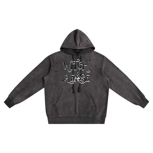 Witch Please Distressed Vintage Wash Hoodie