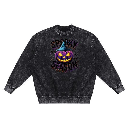 Spooky Season Snow Washed Hand-Frayed Sweatshirt